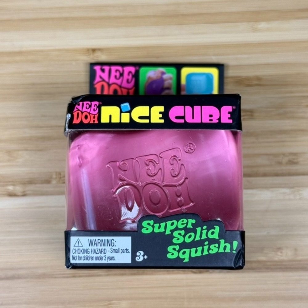 NeeDoh Nice Cube Super Solid Squish Sensory Fidget Toy Pink Authentic